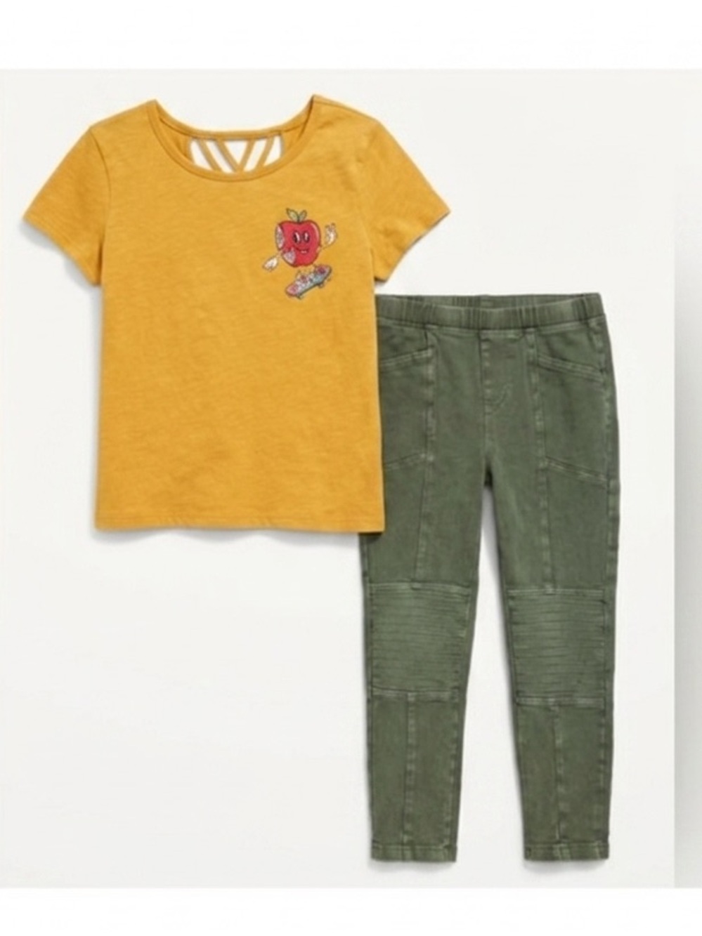 Tucker + Tate Olive Green Leggings Girls 6-7 Mustard  Tshirt Old Navy Outfit